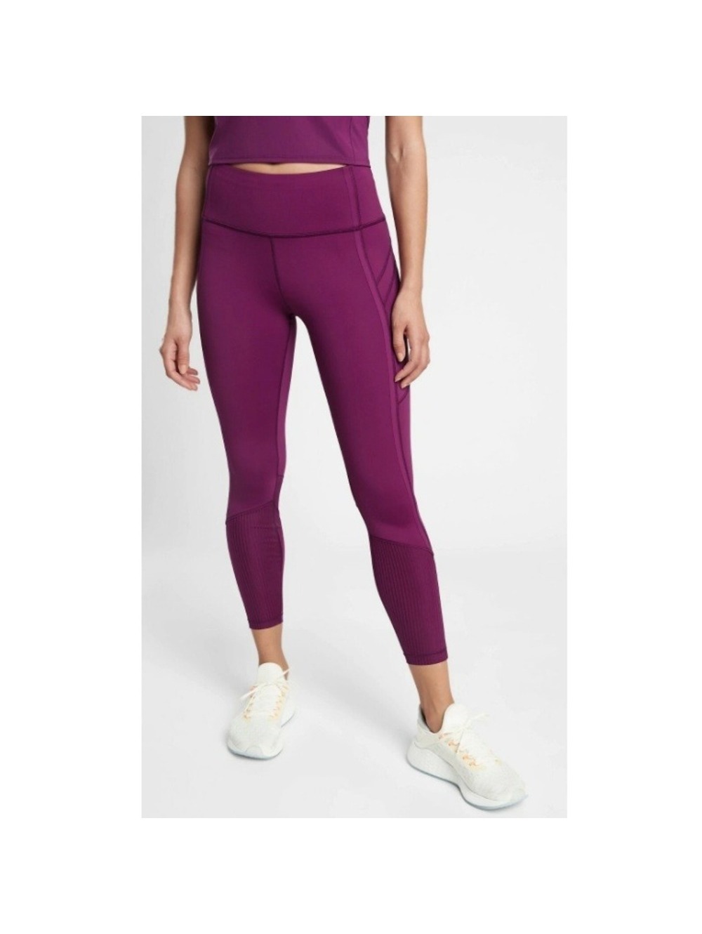 Athleta Women's Purple Vitality Rib 7/8 Tight Pockets High Rise Leggings Size XL